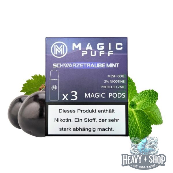 Magic Puff | Pod | Schwarze Traube Mint | 20mg/ml | 3 Stück