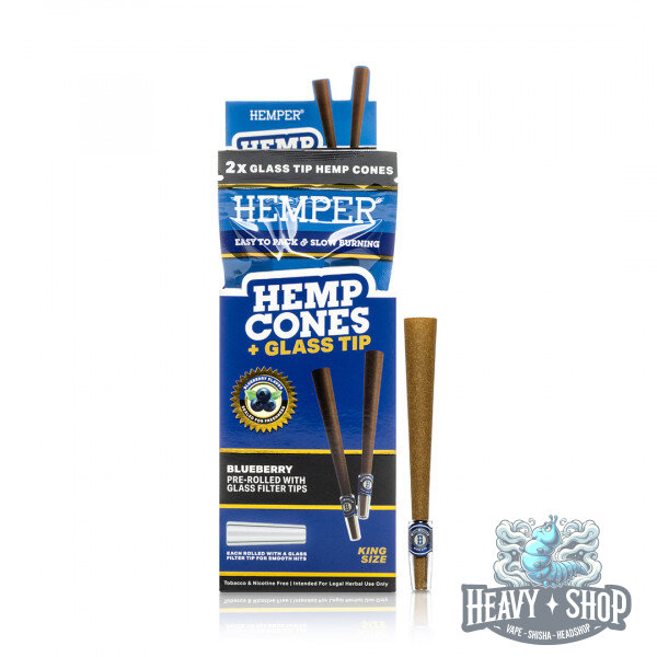 Hemper | King Size Rolls + Glass Tip | Blueberry