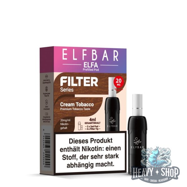 2x ELFBAR | ELFA Einweg Pod - Filter Serie - Cream Tobacco - 20mg - 2ml